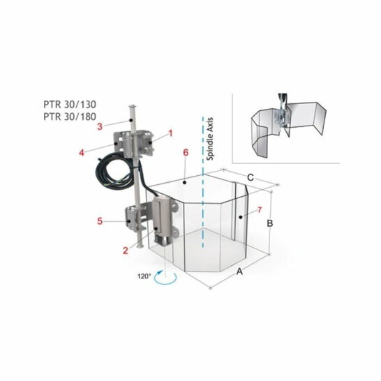 TechnoPIU PTR 30 Beschermkap met achterschild t.b.v. Kolomboormachines - 130/180 mm