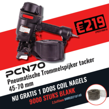 D'Orly RH-Serie PCN70 Pneumatische Trommelspijker tacker + Gratis coil nagels 9000 stuks | Promopack
